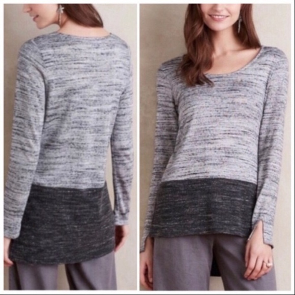 Anthropologie highlow gray color block sweater top